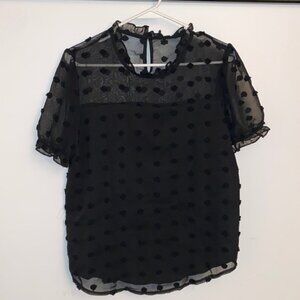 SHEIN Swiss Dot Black Blouse